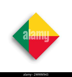 Benin-Flagge – Symbol in Rautenform mit fallendem Schatten auf weißem Hintergrund Stock Vektor