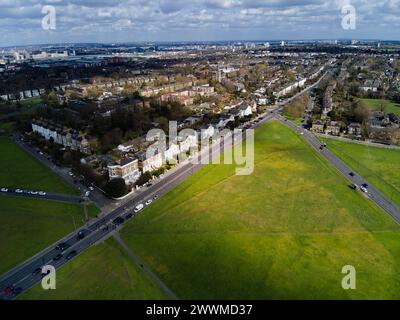 Luftaufnahme von Blackheath Common, Greenwich, England Stockfoto