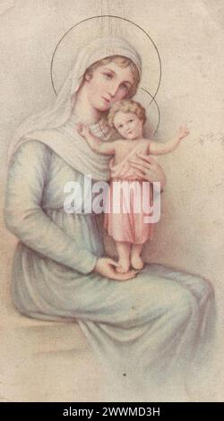 Alte heilige Karte Madonna St. Maria mit dem Kind Jesus. Zusätzliche-Rechte-Clearences-Nicht Verfügbar Stockfoto