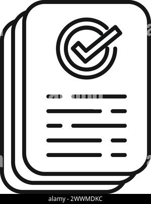 Konturvektor des Symbols für die Rechtsdokumentation. Audit-Produkt. Suche nach Regel-Policy Stock Vektor