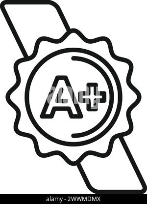Konturvektor für das Symbol „regulierte Produkte“. Hochwertiges goldenes Emblem. Suchregel für Unternehmen Stock Vektor