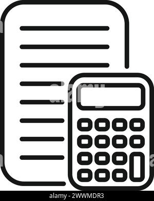 Regulierte Produkte Kontrollpapiersymbol-Konturvektor. Online-Rechner. Geschäftspolitik Stock Vektor