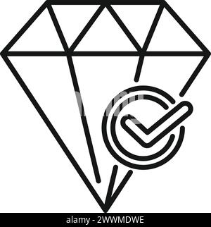 Diamant-zertifiziertes Formular Symbol Konturvektor. Policy für Warenkorbregel. Suchen Sie nach Wasser Stock Vektor