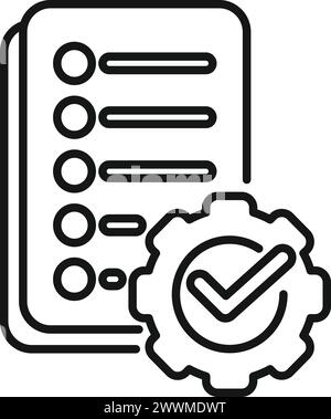 Kontrolle des Symbols für die Dokumentsuche Gliederungsvektor. Compliance-Regel. Testprüfung suchen Stock Vektor