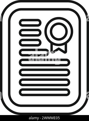 Konturvektor des Symbols zur Einhaltung der Einkaufswagengesetze. Digitales Internetrecht. Qualität kontrollieren Stock Vektor