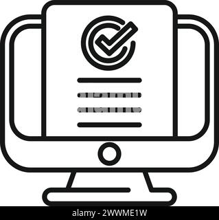 Überwachen Sie den Konturvektor des Dokumentensymbols für den Onlinezugriff. Regulierte Produkte. Richtliniensuche Stock Vektor