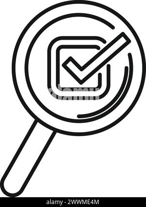Suche Lupensymbol Konturvektor. Regelsuchtest. Digitales Unternehmensrecht Stock Vektor