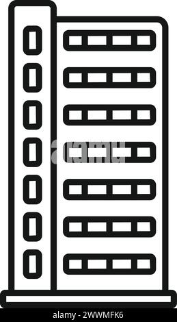 Vektor des Symbols für das vordere mehrstöckige Gebäude. Fensterresidenz. Stadtplan für die Industrie Stock Vektor