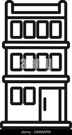 Glas mehrstöckige Gebäude Icon Umrissvektor. Einkaufszentrum an der Straße. Medizinischer Stil Stock Vektor