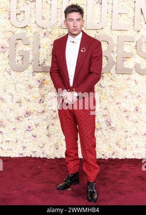 BEVERLY HILLS, LOS ANGELES, KALIFORNIEN, USA - JANUAR 07: Barry Keoghan kommt bei den 81. Jährlichen Golden Globe Awards, die am 7. Januar 2024 im Beverly Hilton Hotel in Beverly Hills, Los Angeles, Kalifornien, USA, stattfinden. (Foto: Xavier Collin/Image Press Agency) Stockfoto