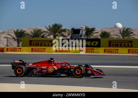 BAHRAIN INTERNATIONAL CIRCUIT, BAHRAIN – 21. FEBRUAR: Charles Leclerc, Ferrari SF-23 während der Bahrain-Tests am Bahrain International Circuit am 21. Februar 2024 in Sakhir, Bahrain. (Foto: Michael Potts/BSR Agency) Stockfoto