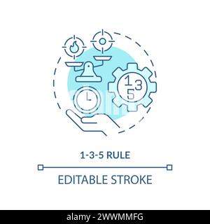 1-3-5 Regel sanftes blaues Konzeptsymbol Stock Vektor