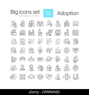 Linearer Symbolsatz für den Adoption-Prozess Stock Vektor