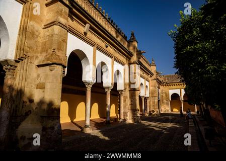 Galerie mit Hufeisenbögen im Innenhof der Moschee Kathedrale von Córdoba (Córdoba, Andalusien Spanien) ESP Galería de arcos de herradura Córdoba Stockfoto