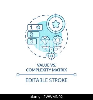 Weiches blaues Konzeptsymbol „Wert vs. Komplexität“ Stock Vektor