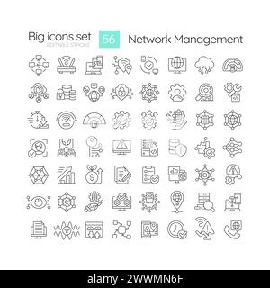 Lineare Symbole für Netzwerkverwaltung festgelegt Stock Vektor