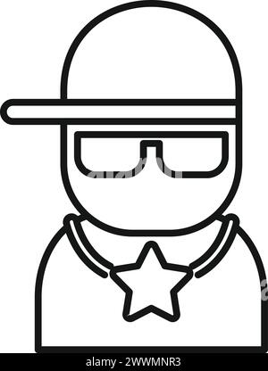 Blogger-Symbol für Medieninhalte. Avatar mit Sonnenbrille und Baseballmütze. Beste Bewertung Stock Vektor