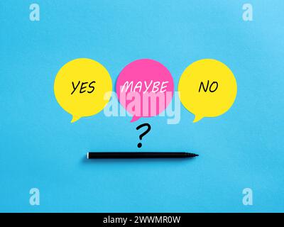 Geschäftliche Entscheidungsfindung. Sie haben die Wahl zwischen Ja, Nein oder Optionen. Stockfoto