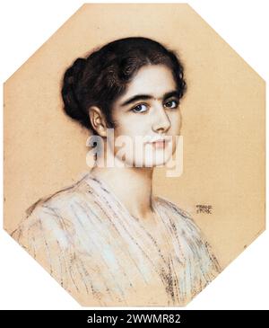 Tochter Mary Stuck (1896–1961), Porträtzeichnung in Pastellfarben an Bord von Franz von Stuck, 1912 Stockfoto