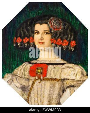 Meine Tochter Maria im Velázquez-Kostüm, Portraitgemälde in Öl auf Tafel von Franz von Stuck, 1912 Stockfoto