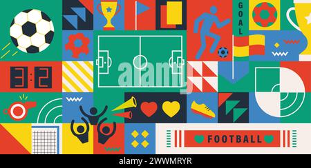 Geometrisches Banner der Euro Football 2024. Stock Vektor