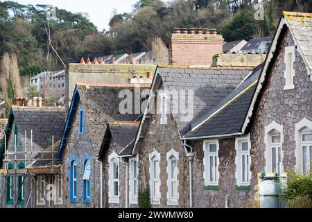 Allgemeiner Querschnitt von Reihenhäusern in einem Arbeiterviertel in England Stockfoto