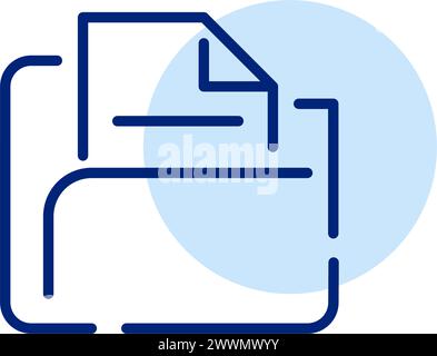 Textdatei im Ordner. Dokumentenspeicherung und Zugriff auf Inhalte. Verwaltung digitaler Inhalte. Pixelperfekter, bearbeitbarer Kontur Stock Vektor