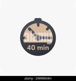 40 Minuten, Stoppuhr-Vektorsymbol. Uhrensymbol im flachen Stil. Abbildung des Rohteils Vektors isoliert Stock Vektor