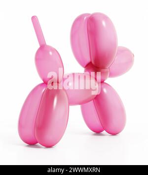 Gelber Ballonhund isoliert auf weißem Hintergrund. 3D-Abbildung. Stockfoto