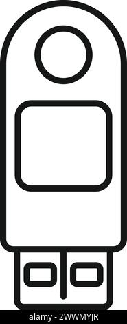 USB-Flash mit Kennwortsymbol Konturvektor. Telefon-ID-Prozess. Mehrfachregistrierung Stock Vektor