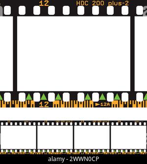 Vektorabbildung eines analogen fotografischen Filmrahmens mit Barcodes Stock Vektor