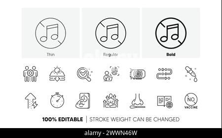 Symbole für Chemiepipette, Chemielabor und Yoga-Linien. Für Web-App drucken. Zeilensymbole. Vektor Stock Vektor