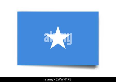 Somalia-Flagge - rechteckige Karte mit fallendem Schatten isoliert auf weißem Hintergrund. Stock Vektor