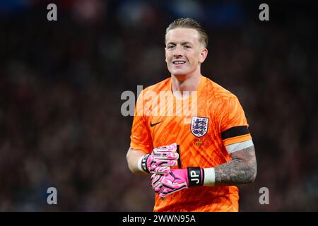 LONDON, UK - 23. März 2024: Jordan Pickford aus England während des Internationalen Fußball-Freundschaftsspiels zwischen England und Brasilien im Wembley Stadium Stockfoto