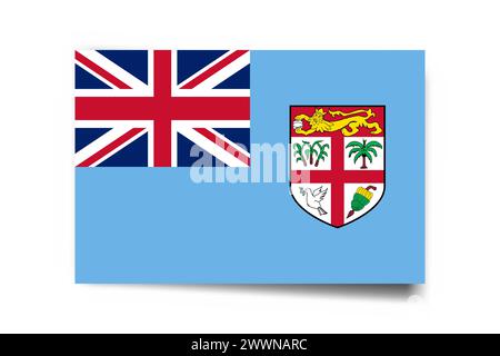 Fidschi-Flagge - rechteckige Karte mit fallendem Schatten isoliert auf weißem Hintergrund. Stock Vektor