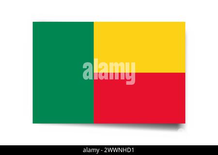 Benin-Flagge - rechteckige Karte mit abgefallenem Schatten auf weißem Hintergrund. Stock Vektor