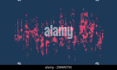 Roter Halbton auf blauem Hintergrund. Gepunktete funkelnde Muster Textur Pop Art Style Hintergrund. Vektorabbildung Stock Vektor