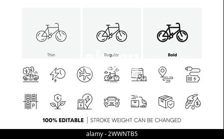Symbole für Lieferkalender, Lieferwagen und Abholposition. Für Web-App drucken. Zeilensymbole. Vektor Stock Vektor