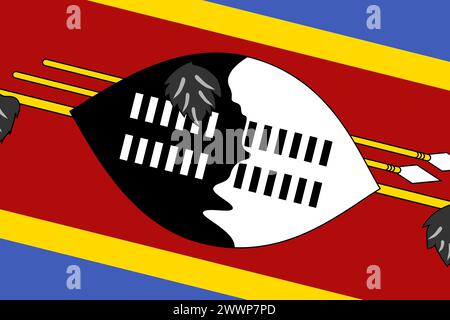 Eswatini-Flag - rechteckiger Ausschnitt der gedrehten Vektorflagge. Stock Vektor
