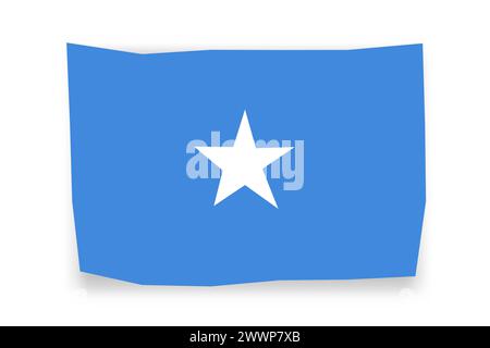 Somalia-Flagge - stilvolles Flaggenmosaik aus bunten Papierschnitten. Vektorillustration mit fallendem Schatten auf weißem Hintergrund Stock Vektor