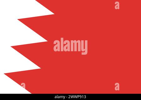 Bahrain-Flagge – rechteckiger Ausschnitt der gedrehten Vektorflagge. Stock Vektor