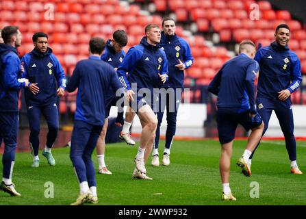 Während eines Trainings im Hampden Park, Glasgow. Bilddatum: Montag, 25. März 2024. Stockfoto