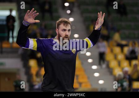 Kielece, Polen. Februar 2024. Andreas Wolff von Industria Kielce war beim EHF Champions League Spiel zwischen Industria Kielce und Kolstad Handball in Hala Legionów in Kielce zu sehen. Endpunktzahl: Industria Kielce 31: 23 Kolstad Handball. Quelle: SOPA Images Limited/Alamy Live News Stockfoto