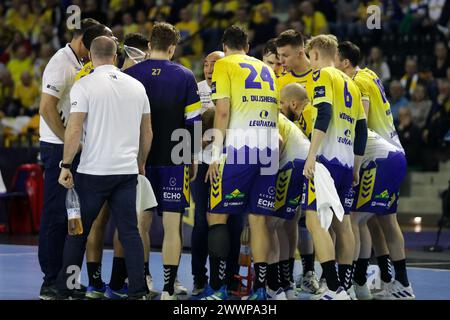 Kielece, Polen. Februar 2024. Spieler von Industria Kielce, die beim EHF Champions League-Spiel zwischen Industria Kielce und Kolstad Handball in Hala Legionów in Kielce zu sehen waren. Endpunktzahl: Industria Kielce 31: 23 Kolstad Handball. Quelle: SOPA Images Limited/Alamy Live News Stockfoto