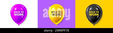 Zurück zur Arbeitsmarkierung. Stellenangebot. Geburtstags-Ballons 3D-Symbole. Vektor Stock Vektor