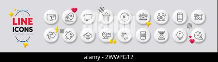 Symbole für Cursor, Strategie und Sprechblase. Für Web-App drucken. Weiße Tasten 3D-Symbole. Vektor Stock Vektor