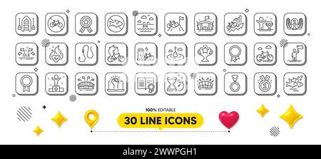 Cardio-Training, Swimmingpool und Icons-Paket der Winner Line. Für Web-App. 3D-Designelemente. Vektor Stock Vektor