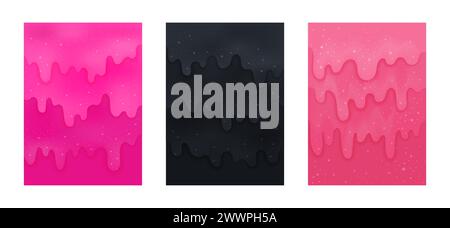Set abstrakter Hintergründe mit glitzerndem flüssigem Schleim. Stock Vektor