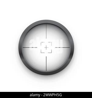 3D-Fadenkreuz-Ziel, Scharfschützenkreis mit Waffen-Zoom, optische Sicht des Gewehrs Stock Vektor