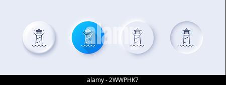 Leuchtturmsymbol. Schild für Suchscheinwerfer. Rundumleuchte. Zeilensymbole. Vektor Stock Vektor